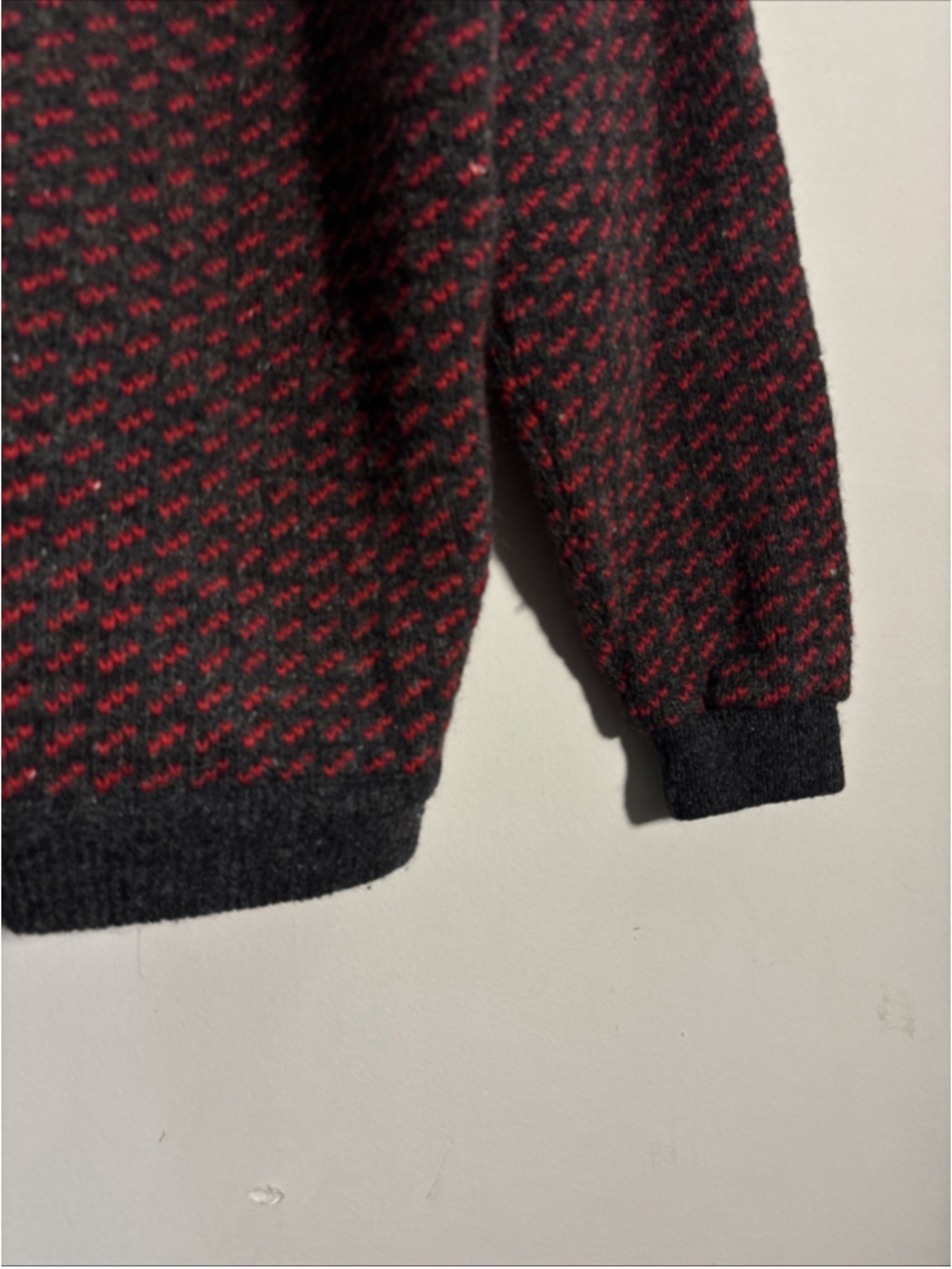VTG LL Bean Birdseye Norwegian Sweater Men’s Large Tall Wool Made In Norway Red - Picture 8 of 8